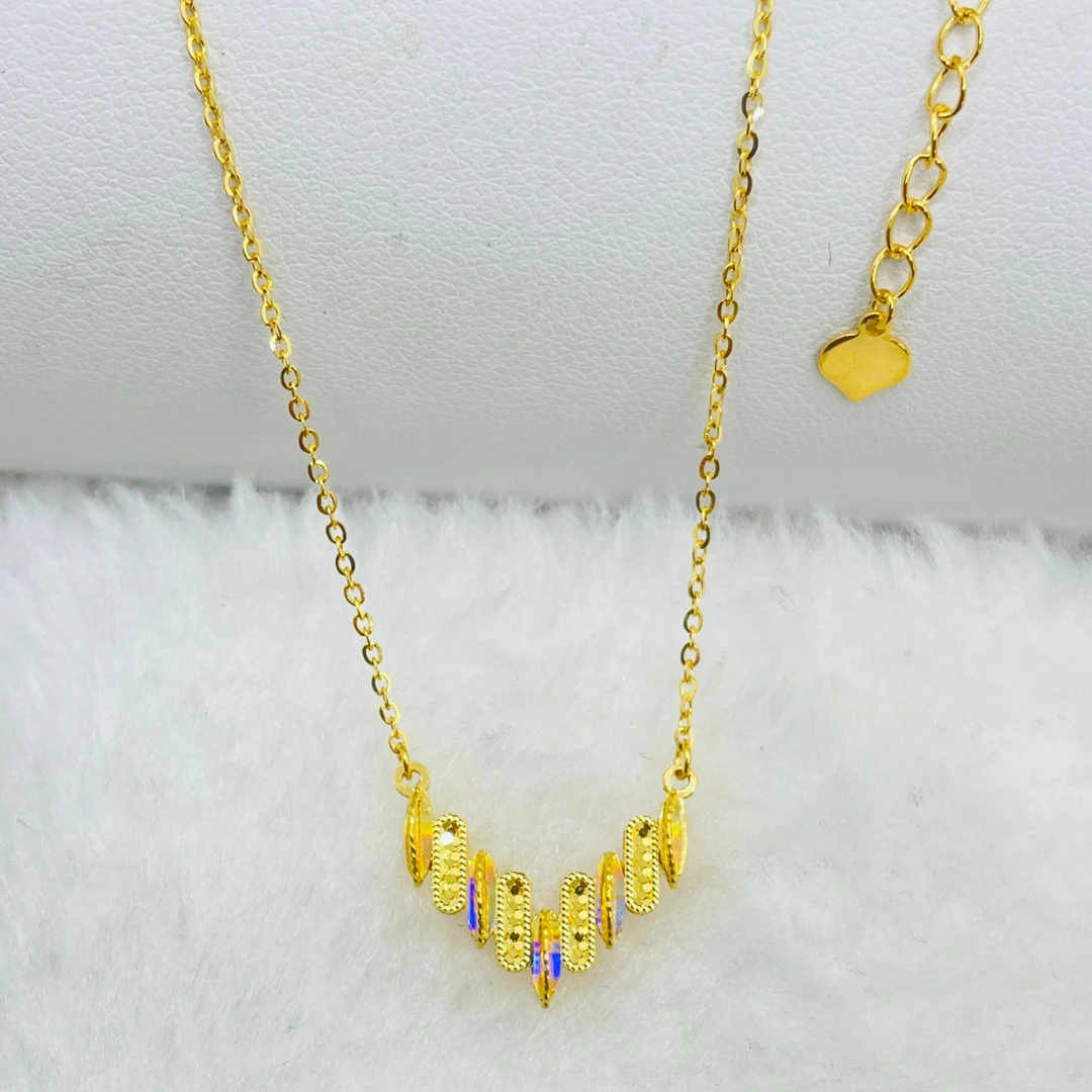 足金999 七彩V字母微笑套链【850】