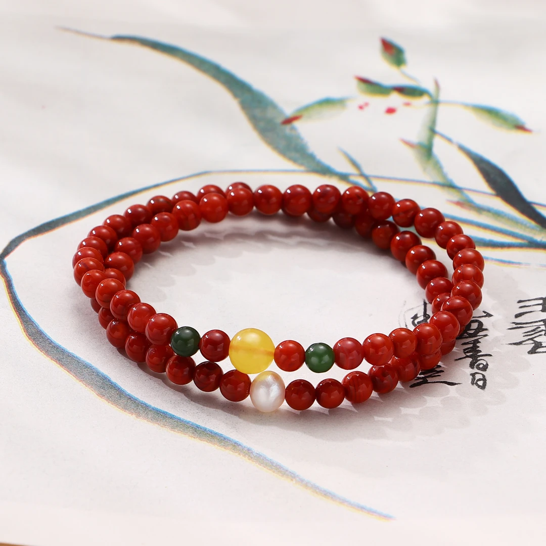 Tender Jinger新款双层天然南红玛瑙5mm+男女同款