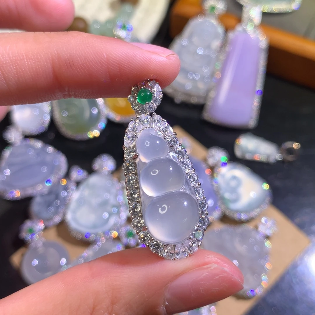 笛***子翡翠银S925镶嵌吊坠(不含链)