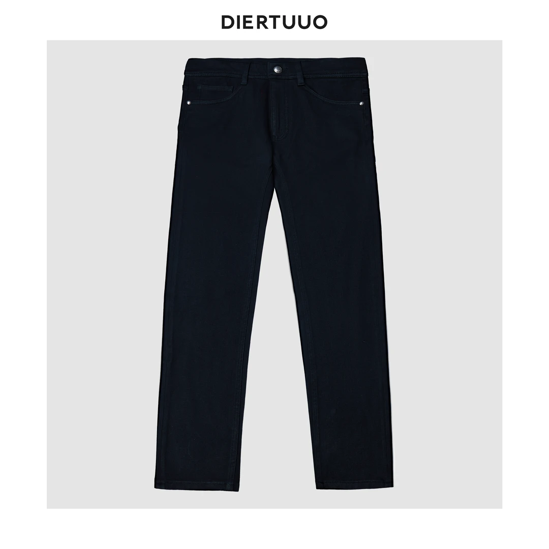 DIERTUUO迪途-2573男士微弹直筒中腰时尚百搭简约经典水洗牛仔裤