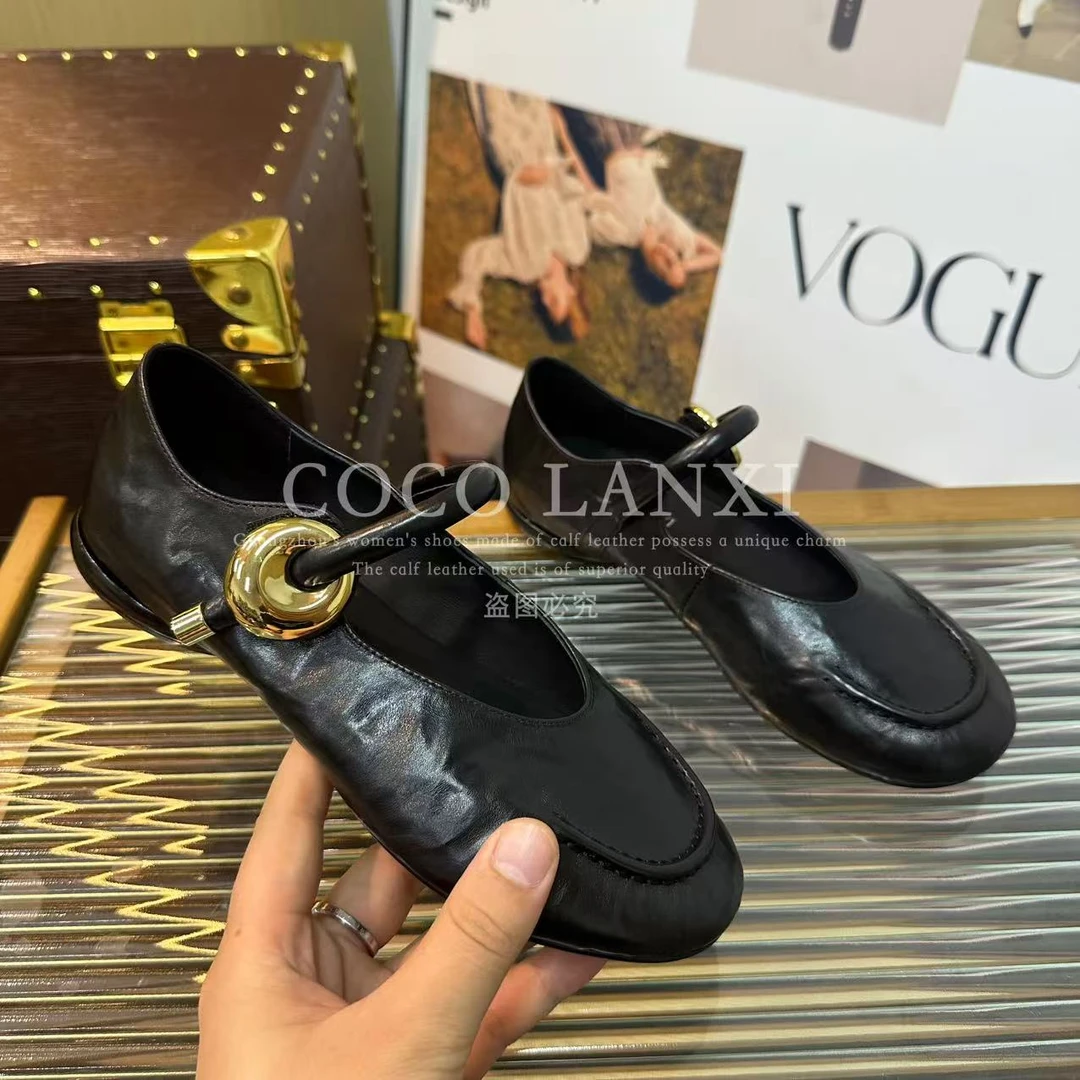 【晚风】真皮舒适时尚百搭软底舒适低跟圆头浅口单鞋25DX458LX