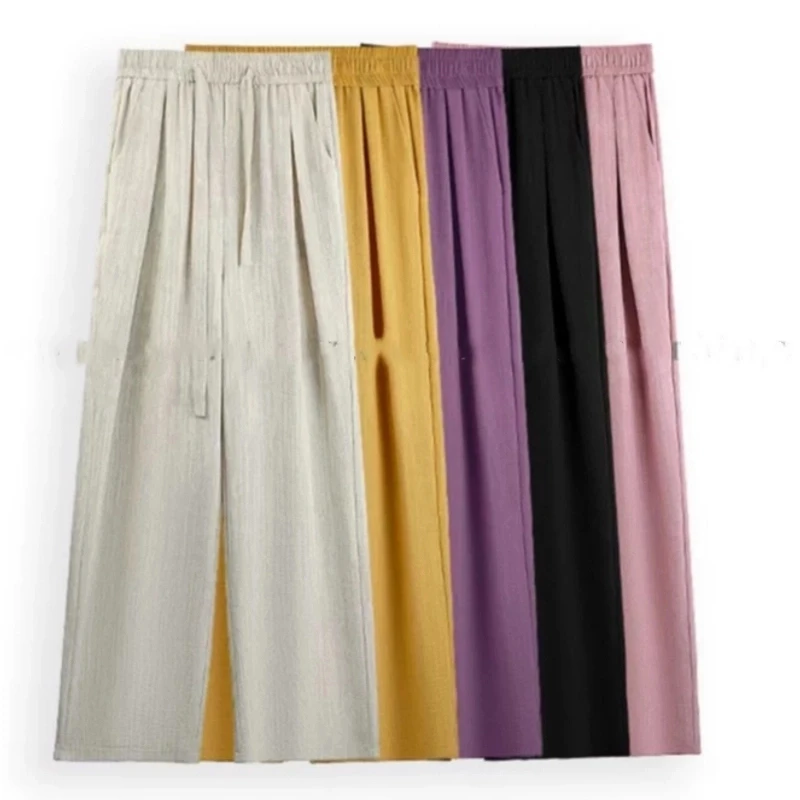 【运补8】冰丝阔腿裤女夏季新款高腰抽绳肌理感慵懒美式休闲拖地裤