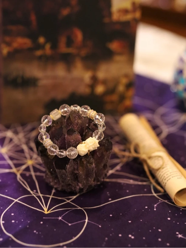 合金石英石项链 水晶珠链手工女士镶嵌气质女款