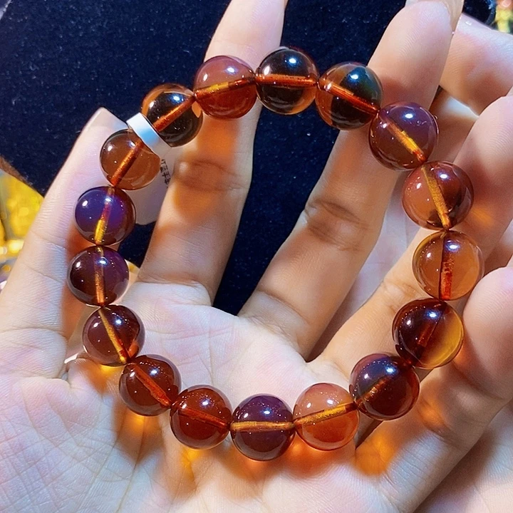 蓝珀未镶嵌珠宝奇石墨西哥红蓝手串12