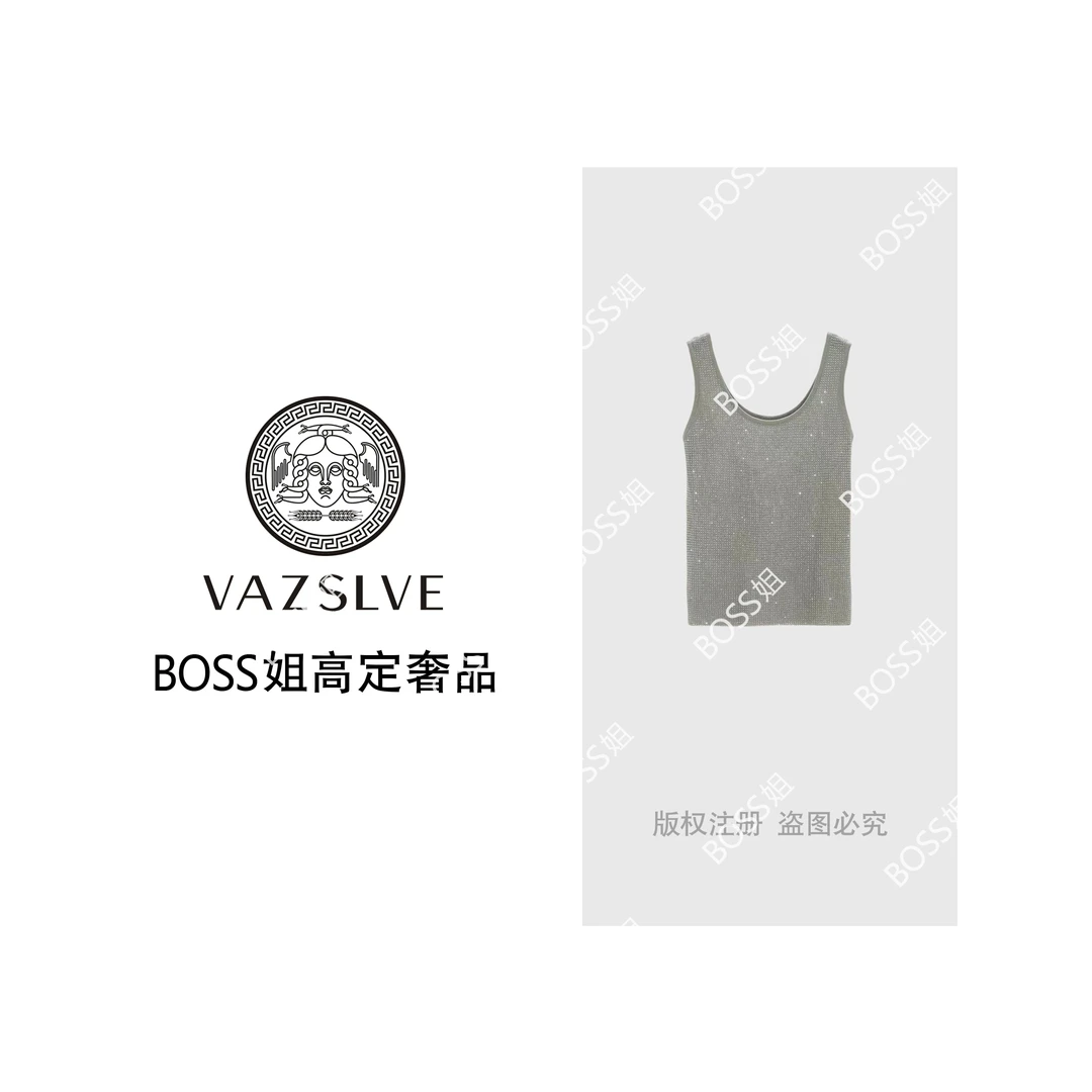 VAZSLVE/原创设计 简约针织重工烫钻吊带背心无袖小上衣msl063