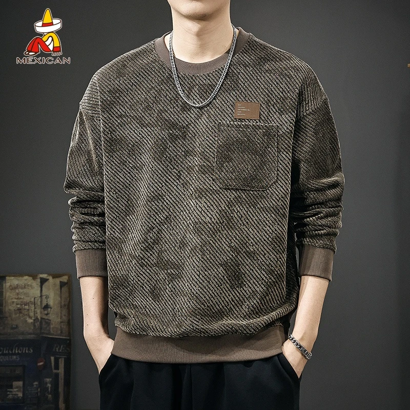 Mexican/稻草人美式复古长袖卫衣男款秋季宽松大码休闲套头上衣潮