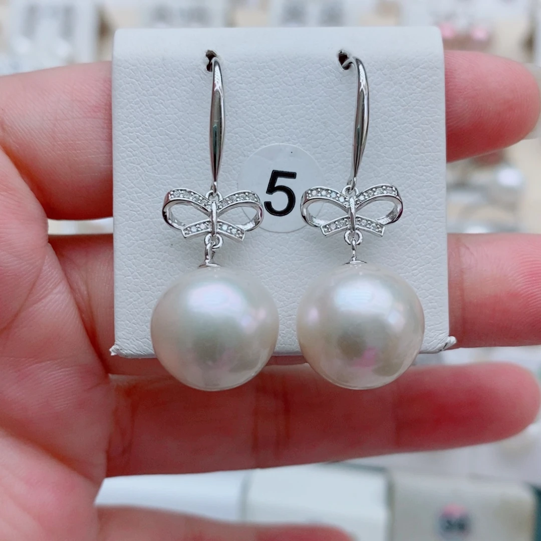 银S925镶嵌淡水珍珠耳饰