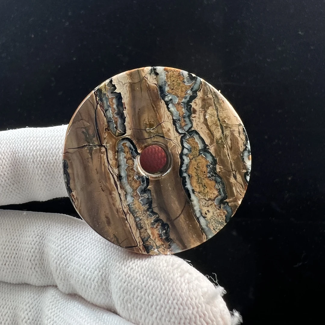 N1815天然猛犸牙 臼齿平安扣 40*10mm支持鉴定 假一罚四