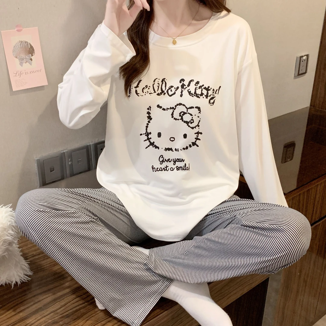 睡衣女春秋带胸垫2025新款学生卡通可爱秋冬款长袖网红家居服套装