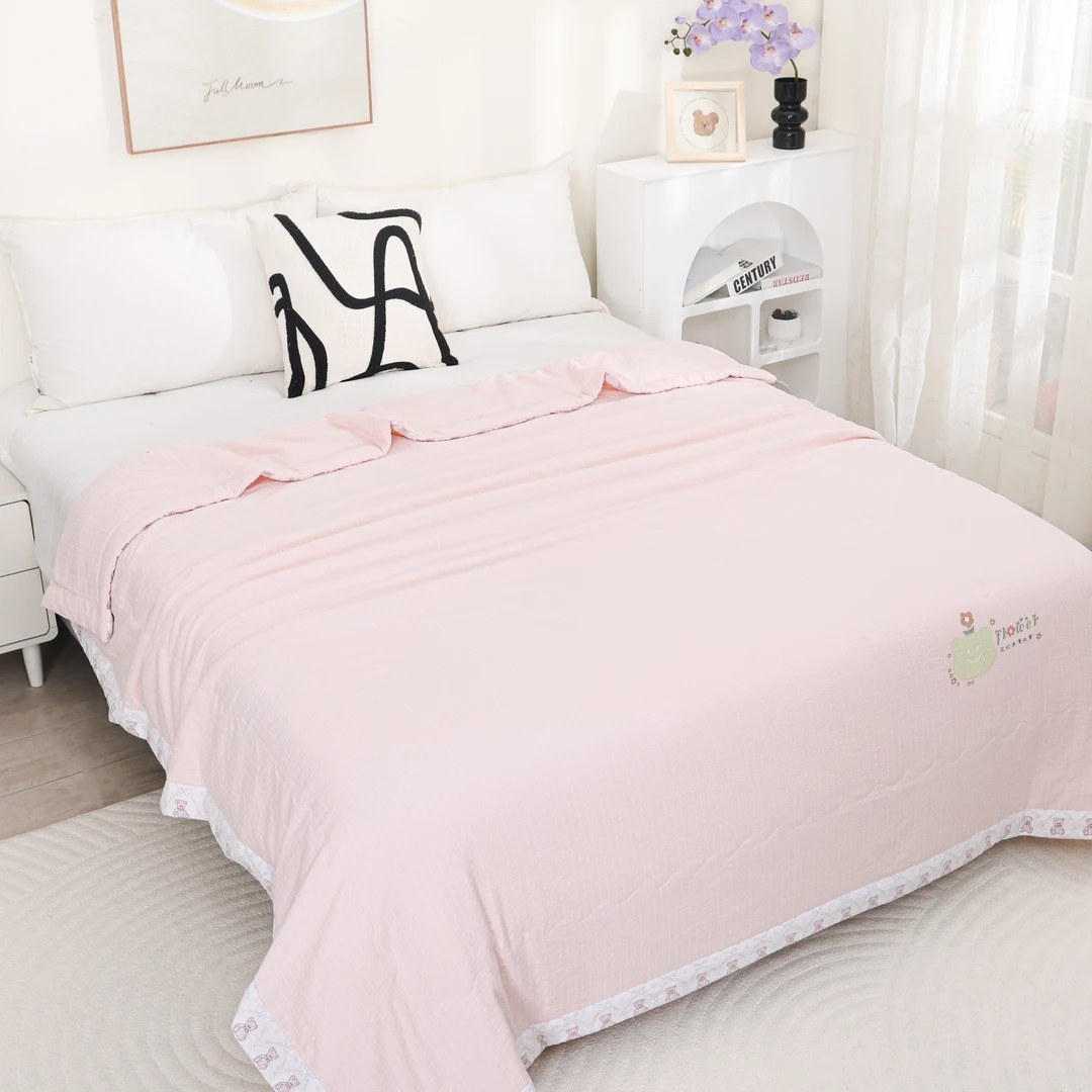 【浪漫小熊】大小尺寸皱皱棉夏被柔软透气夏被