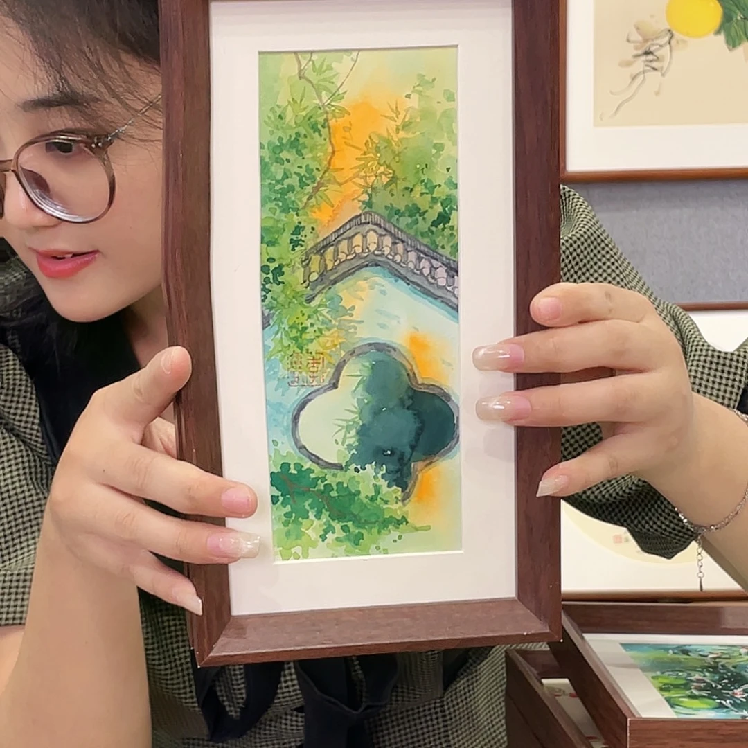 书法手绘带框尺寸：16*29