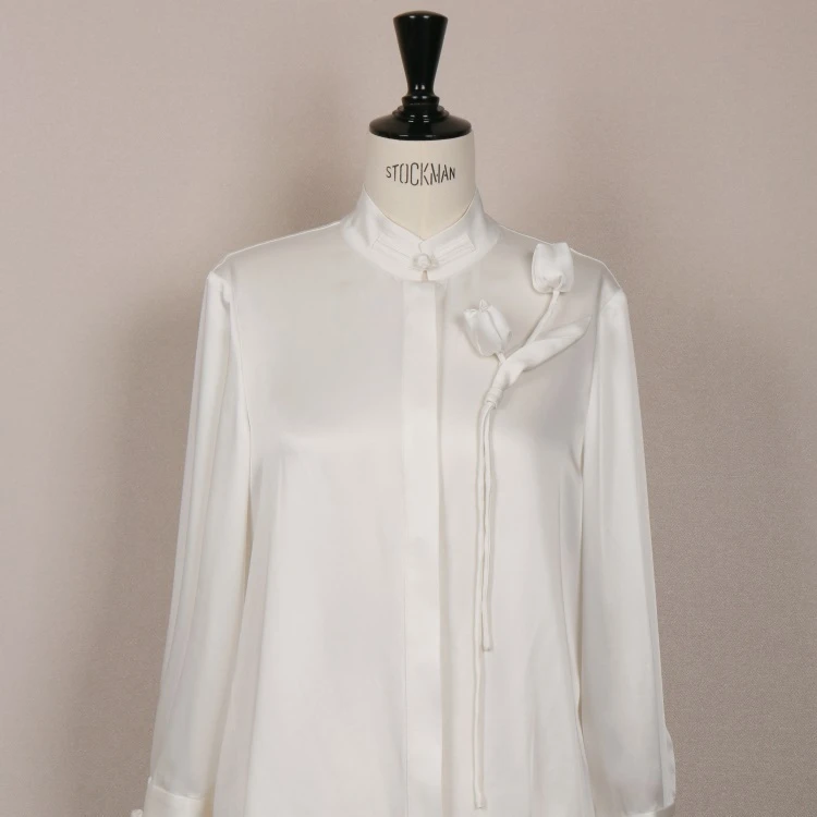 “优雅永恒”三醋酸立体郁金香花中式衬衫CD2167340