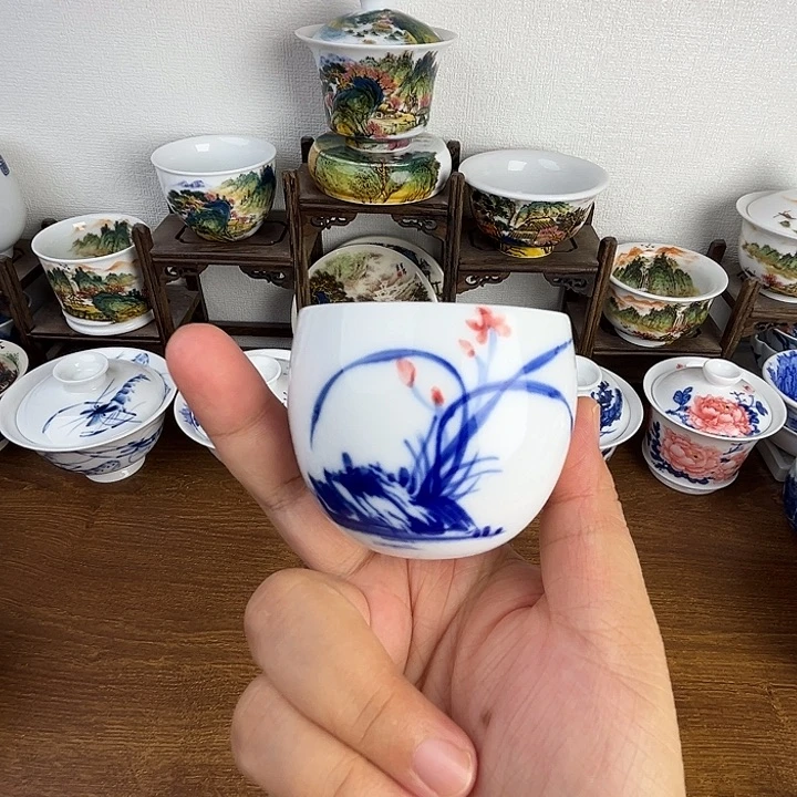 忠意堂釉下彩兰花微瑕不退