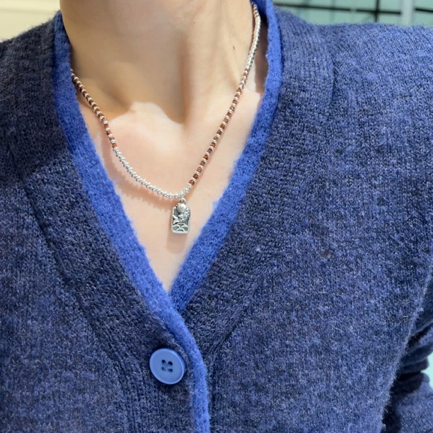 链子925银 阿腾莎银饰 锦鲤项链 925纯银小众复古手工项链