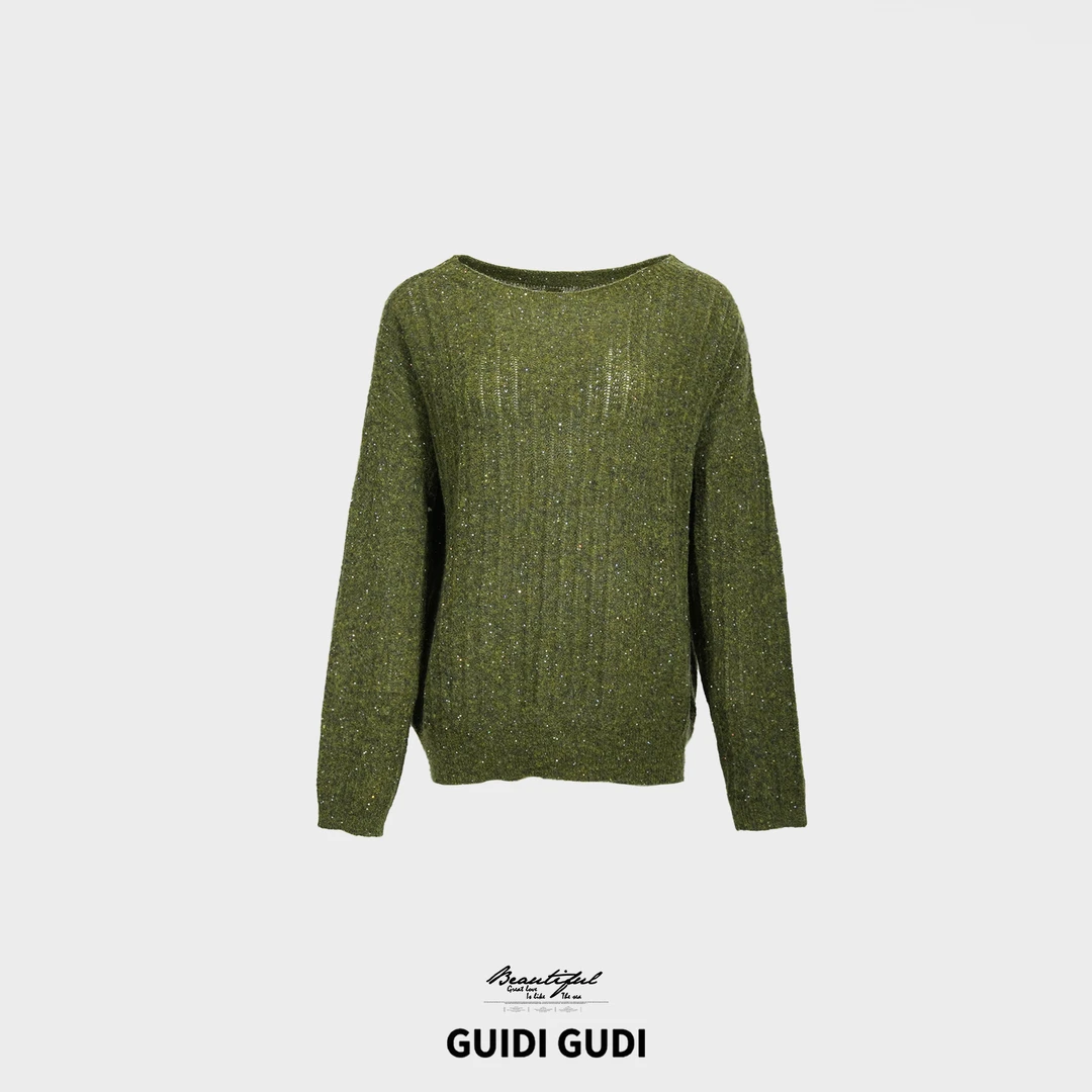 GUIDI GUDI【流动可可酱】莱赛尔羊毛长袖套头毛衣/黄加蓝