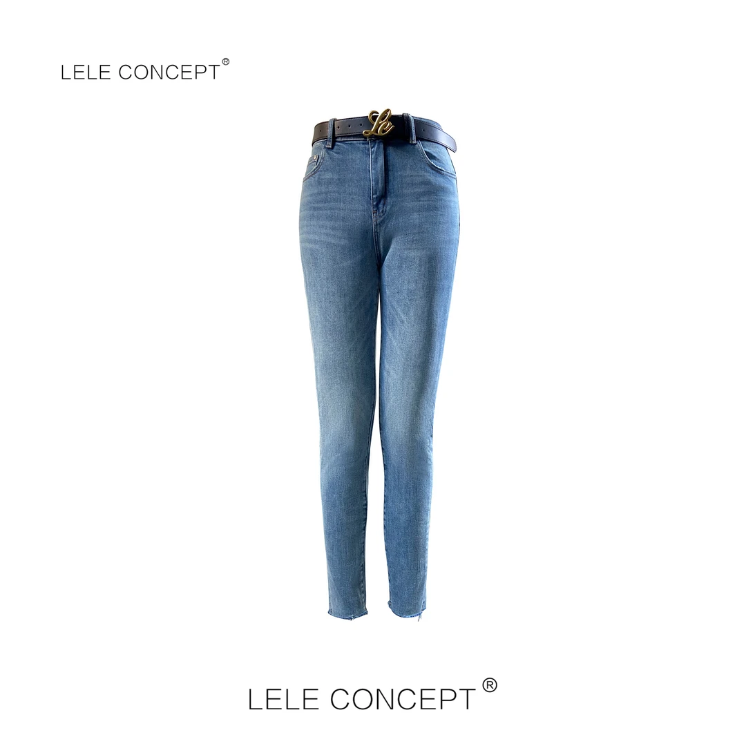 LELE CONCEPT |「夭夭」」时尚百搭感优雅气质修身腰带小脚裤K0178