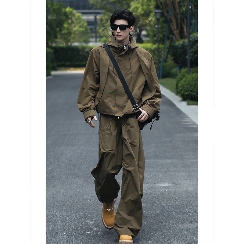 美式三防冲锋衣外套男款秋季山系户外登山防风防水夹克穿搭一整套