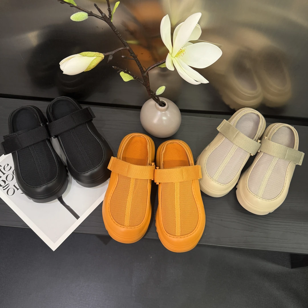 专柜同款夏季新款女时尚舒适轻便纯色厚底魔术贴休闲凉鞋56217