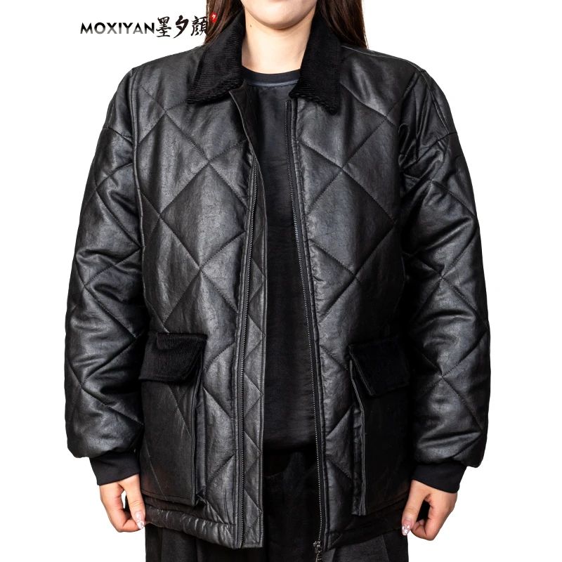 【墨隐】2025新款桑蚕丝男装 菱格纹 老钱风棉服-MH-1039