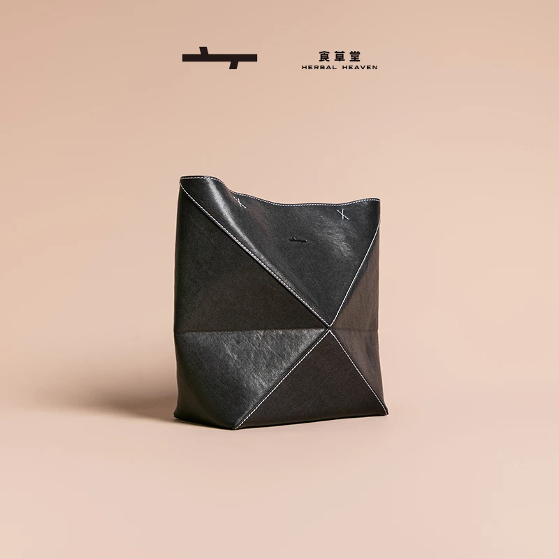 食草堂水晶植鞣牛皮工艺牛皮包单肩腋下时尚百搭女士包变幻