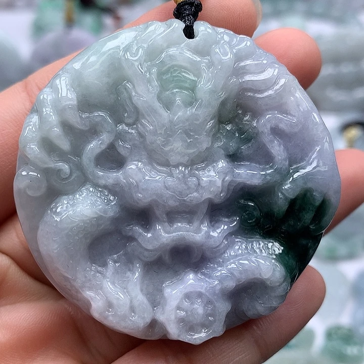 翡翠未镶嵌颈饰霸气侧漏九龙观音两面工艺福利卡厚12+