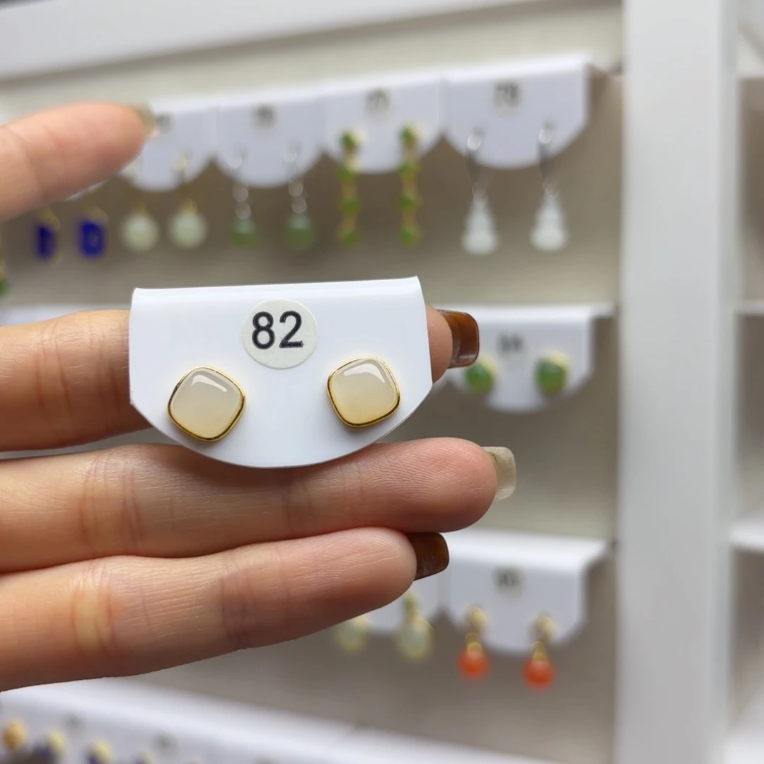 银S925镶嵌和田玉耳饰