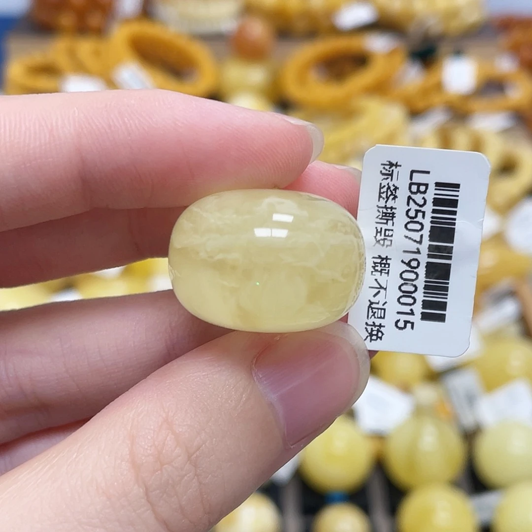 蜜蜡未镶嵌珠宝奇石扣子满蜜冰透虎皮妖花22.8m m