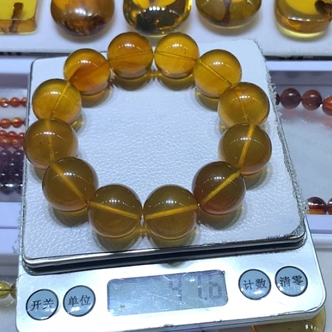 未镶嵌琥珀手串亮金棕手串