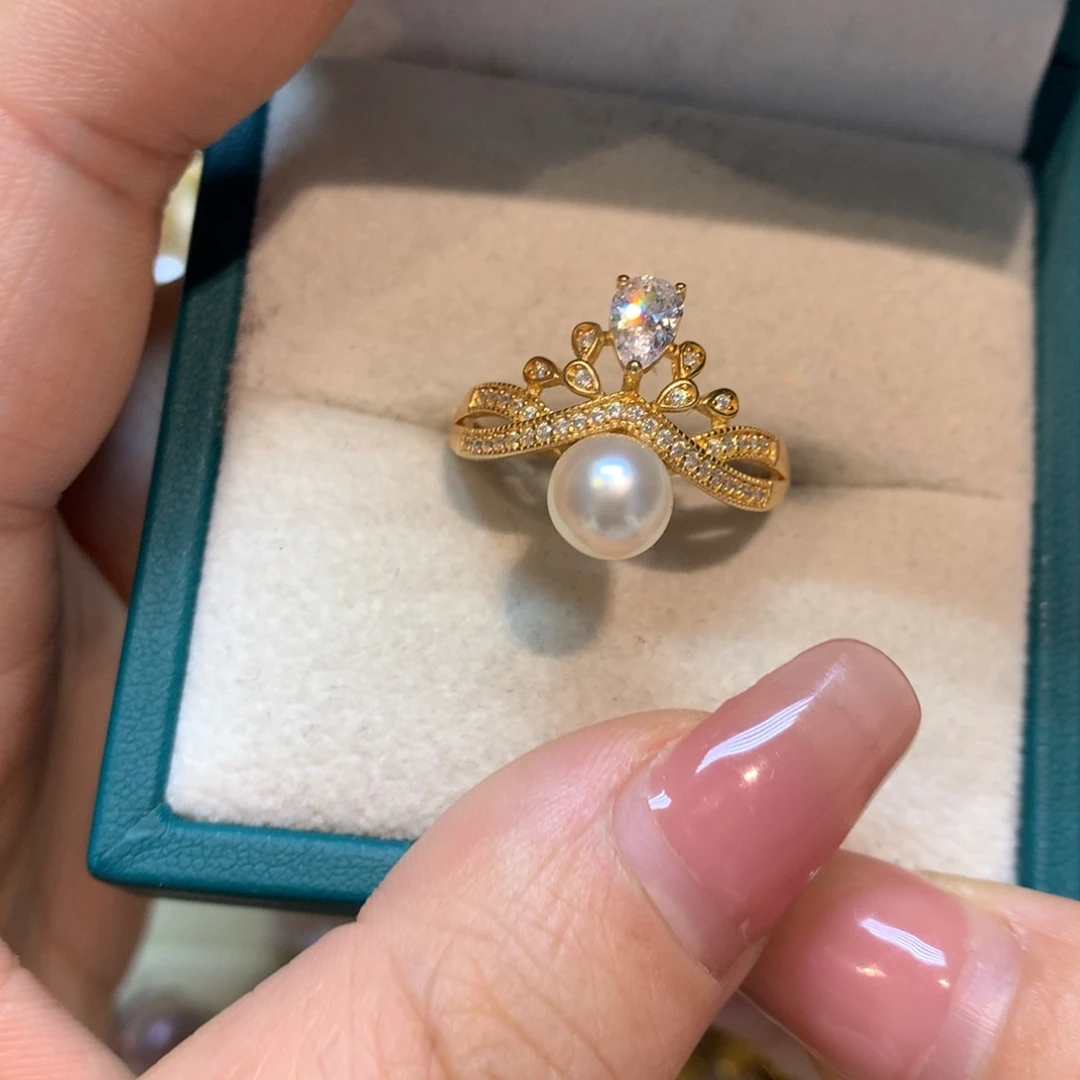 海水珍珠戒指银S925镶嵌