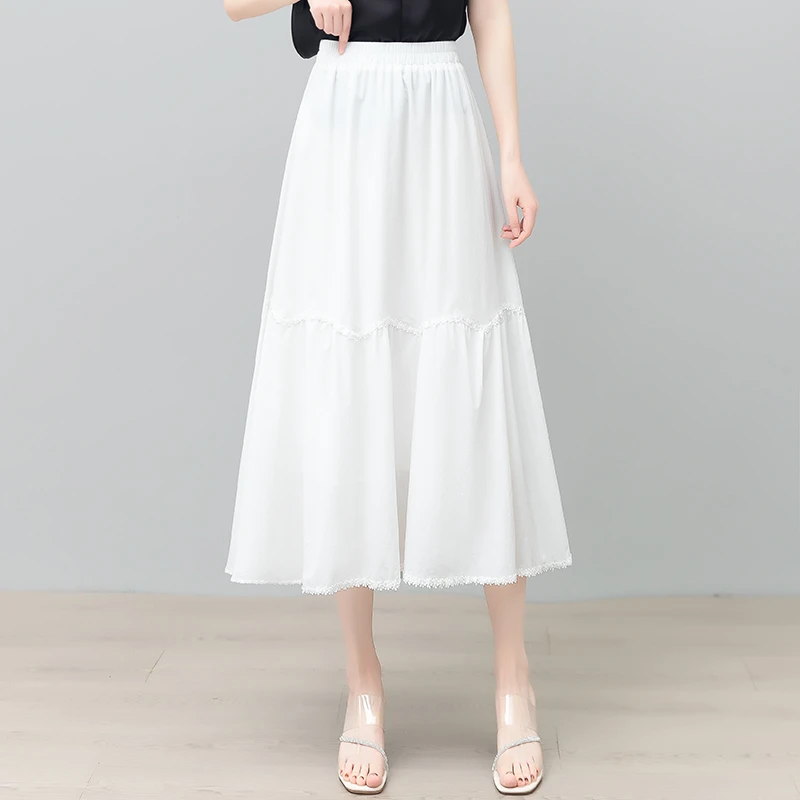 哥弟阿玛施官方夏季中长款松紧优雅A字裙伞裙女法式温柔风半身裙