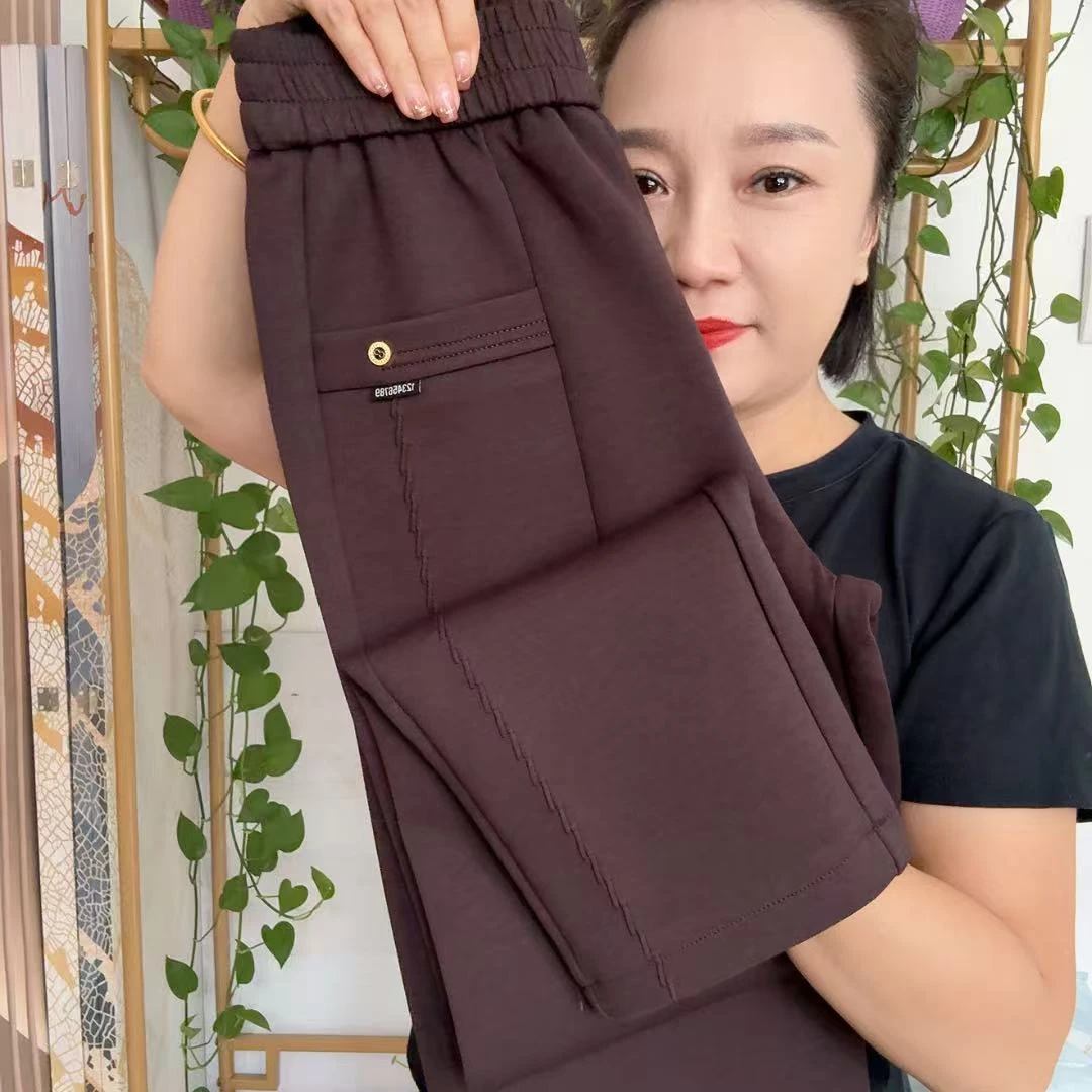 1821新款松紧腰春休闲糯米裤