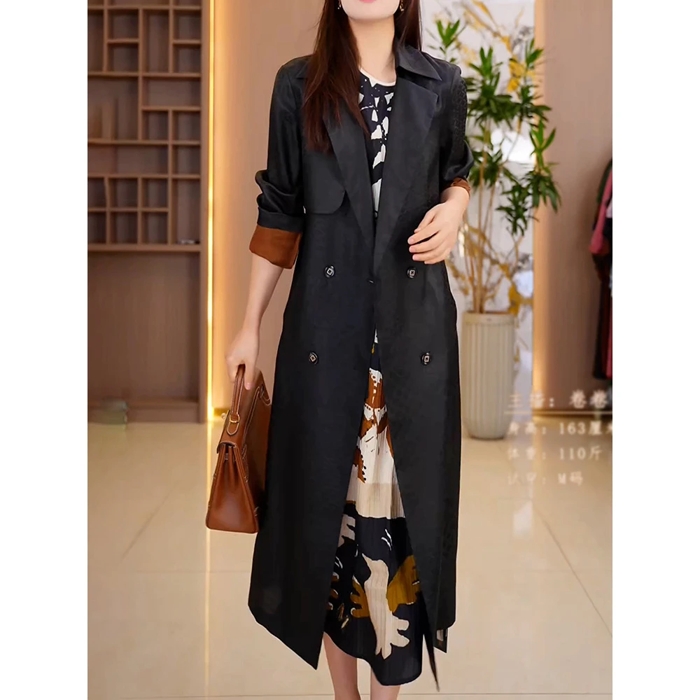 时尚高级感风衣外套女2025秋季新款休闲单排扣开衫中长款百搭外套