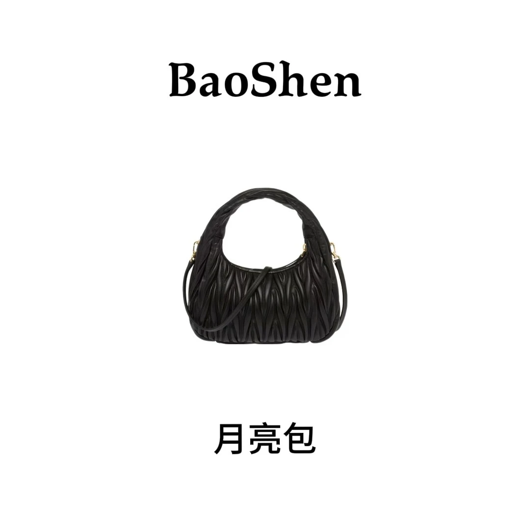 【 E187】黑色月亮包-2025年新款大容量女包多功能斜挎包百搭单肩包