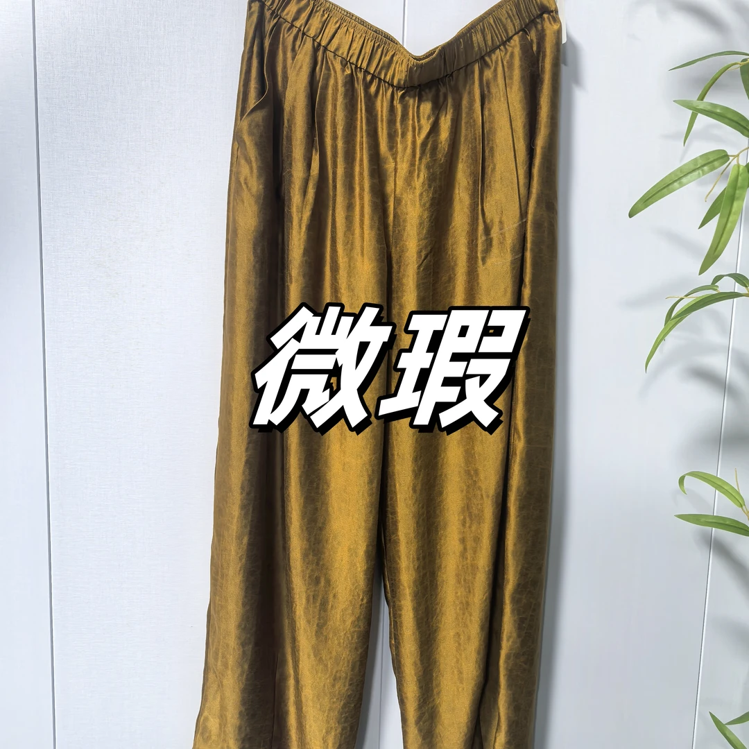 青娘子微瑕香夫人休闲松紧腰宽松阔腿裤00039