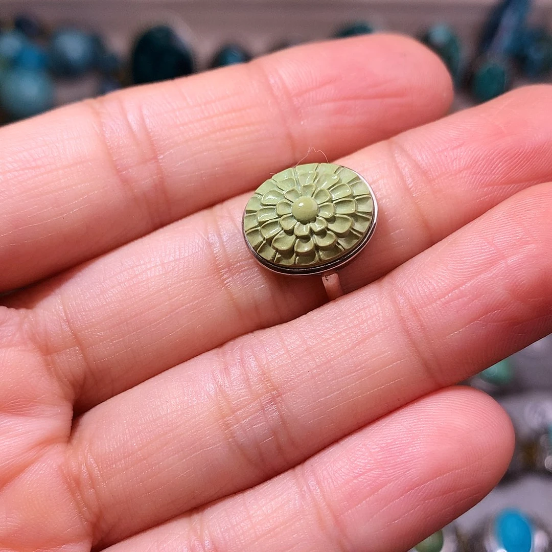 绿松石挂件银S925镶嵌嗡**翁