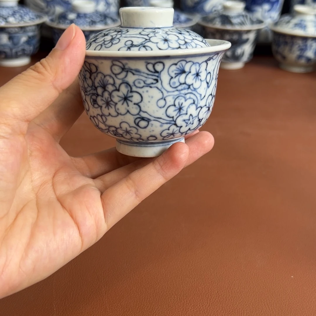 微瑕手绘岩茶小盖碗