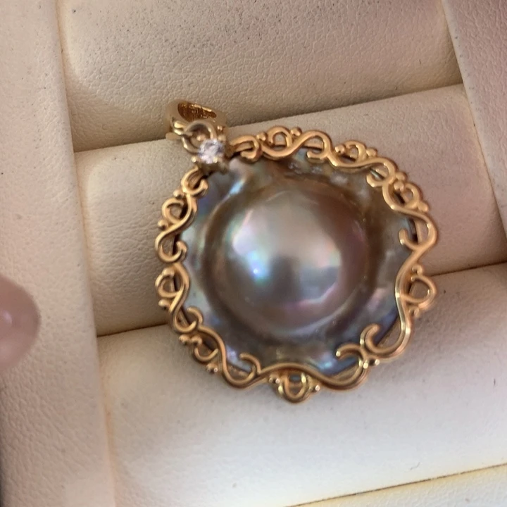 银S925镶嵌颈饰拼合珍珠（马贝珠）