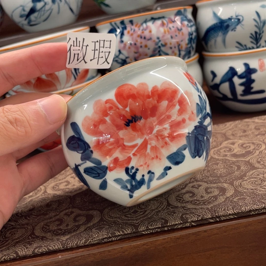 釉下手绘茶具微瑕