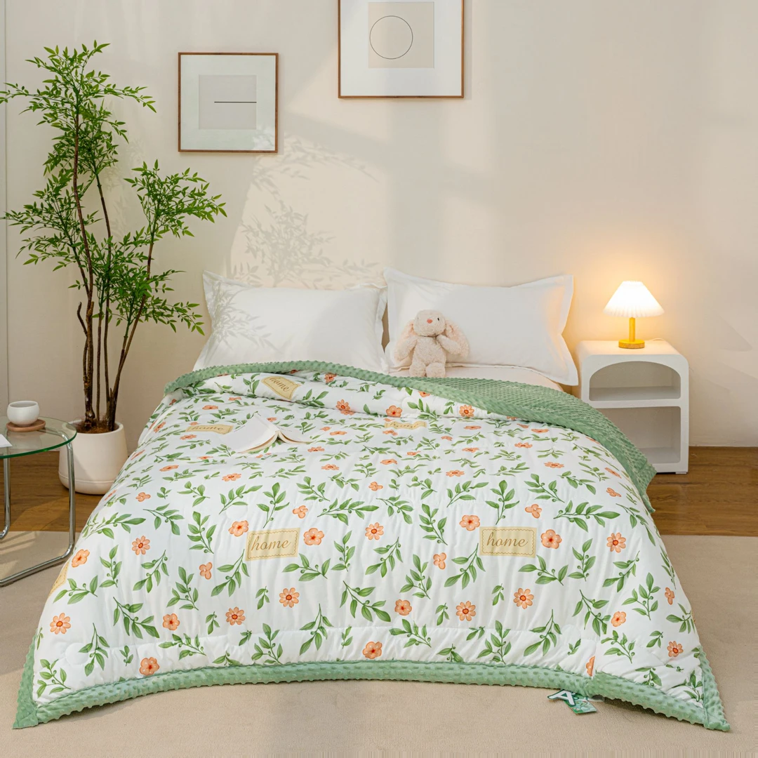 2025新款轻奢印花绒豆豆被