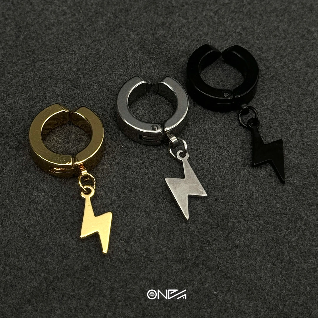 钛钢耳饰 ONEPART无耳洞新客福利 北美防过敏闪电耳夹款