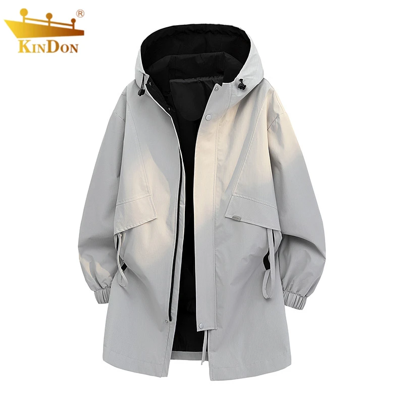 春秋季新款男士中长款夹克加肥加大码潮流帅气百搭连帽外套上衣服