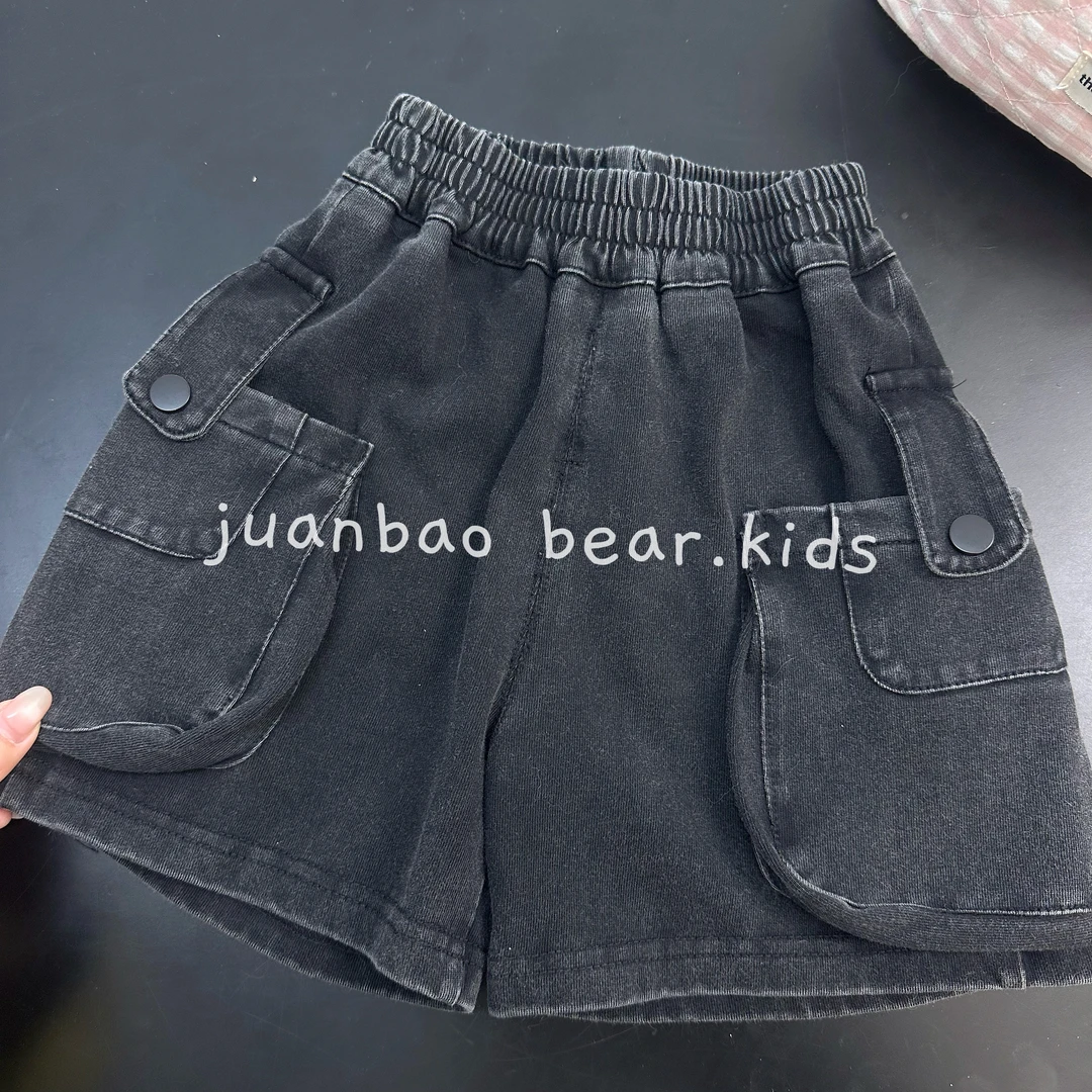 石墨双口袋牛仔短裤夏季软糯牛仔直筒长裤宝宝牛仔裤儿童