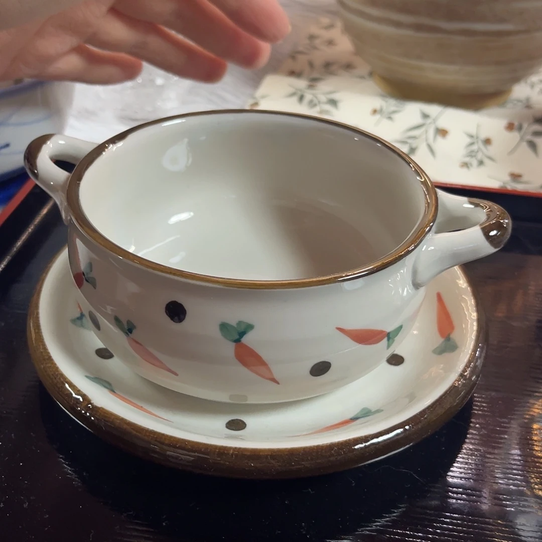 瓷片胡萝卜双耳早餐碗套装26