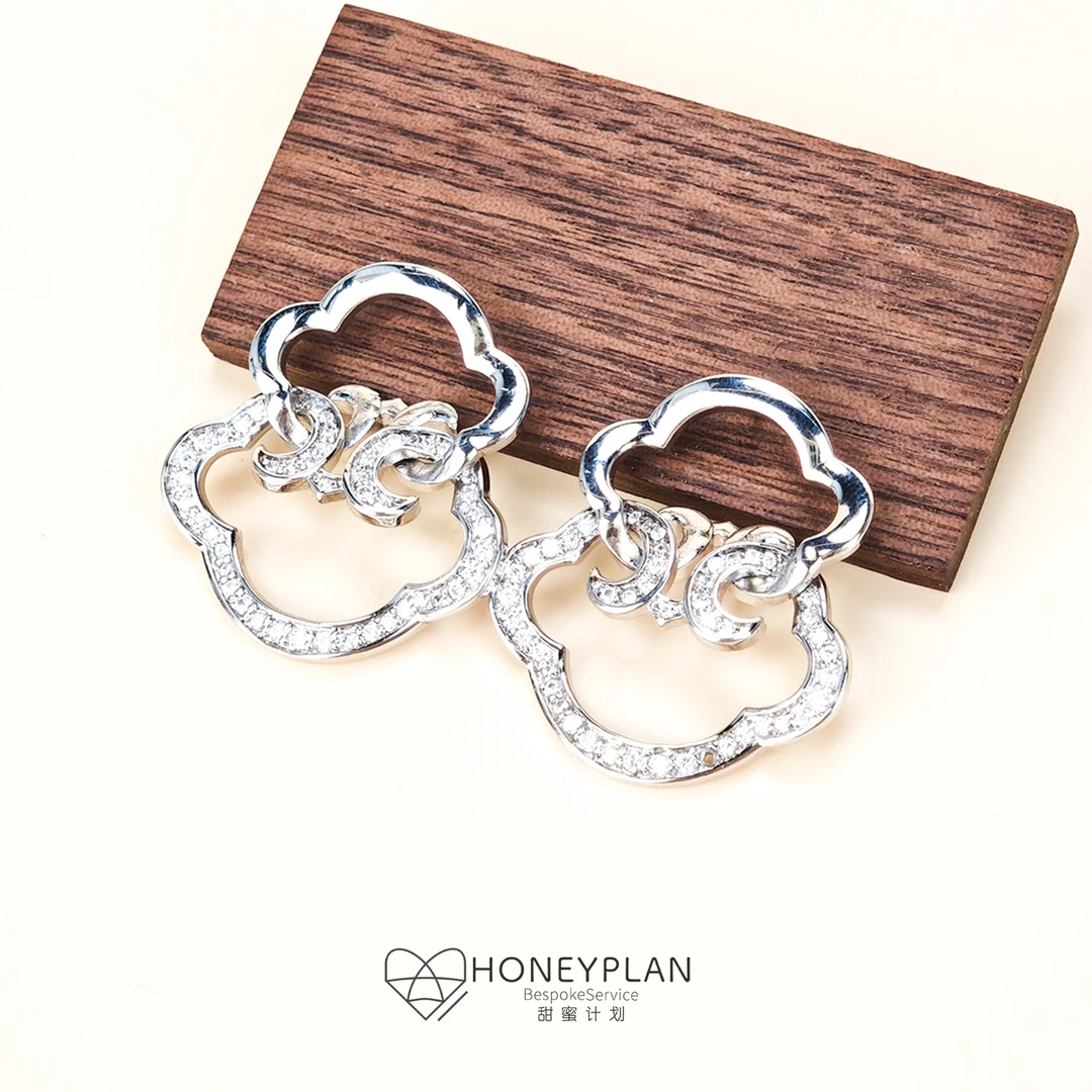 HONEY PLAN/甜蜜计划 925银合成锆石耳饰 【如意】两戴款耳钉