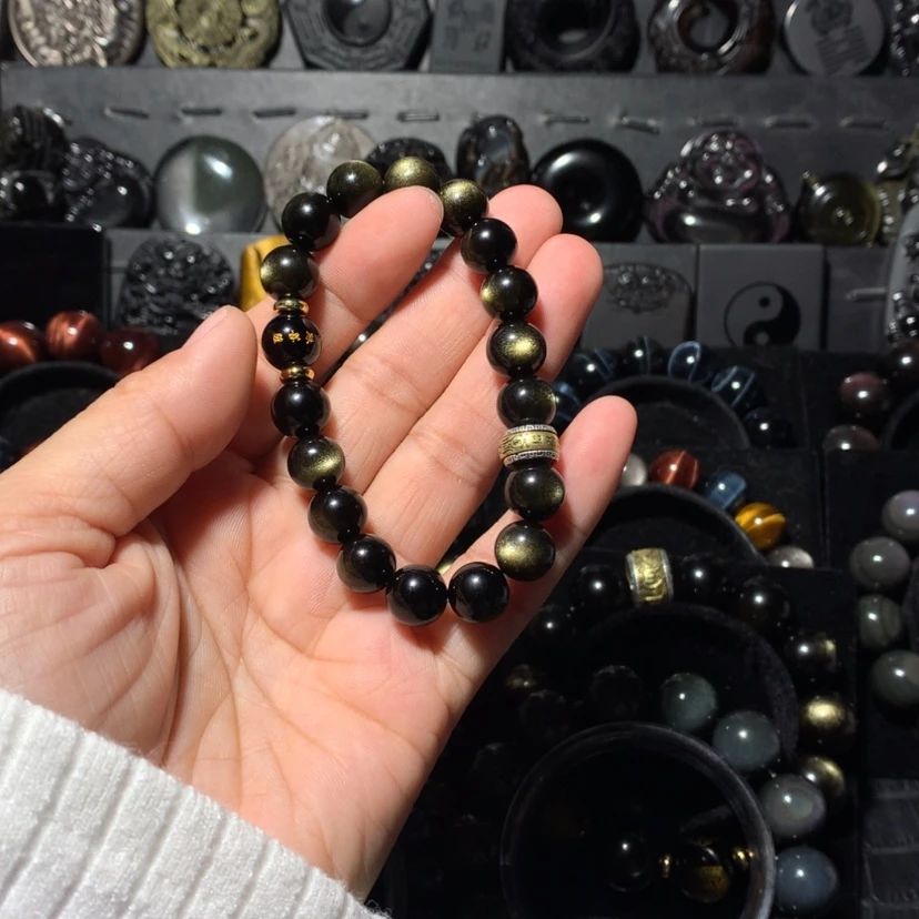 【闪购商品】黑曜岩手串未镶嵌忘**?