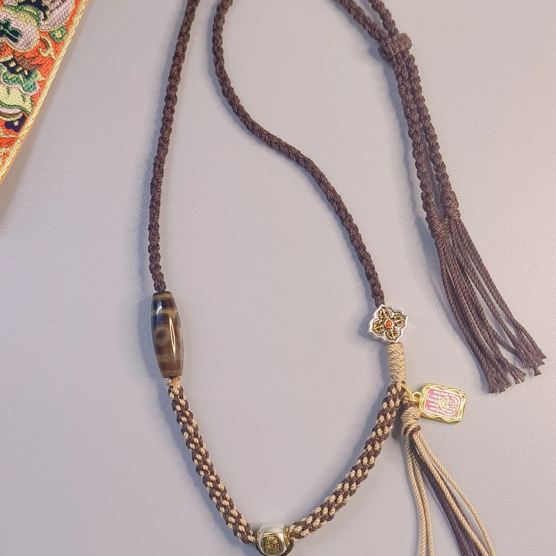 非金属棉绳项链 原创手工编绳非遗手作民族风藏风饰品九宫八卦牌