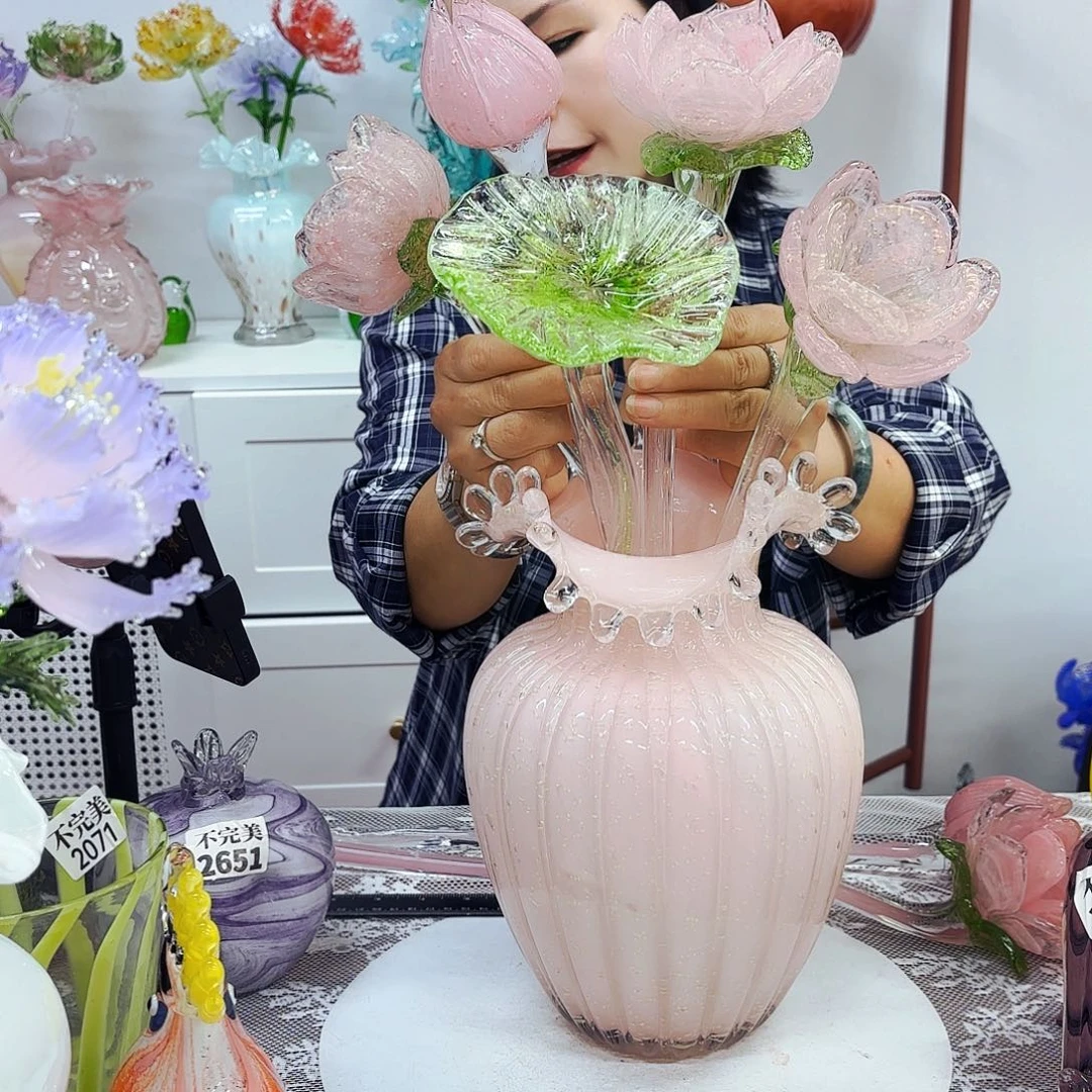 5花1瓶夜光安妮琉璃摆件