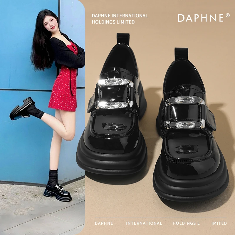 达芙妮乐福鞋女款2025秋季新款高跟学院风小皮鞋百搭厚底玛丽珍鞋