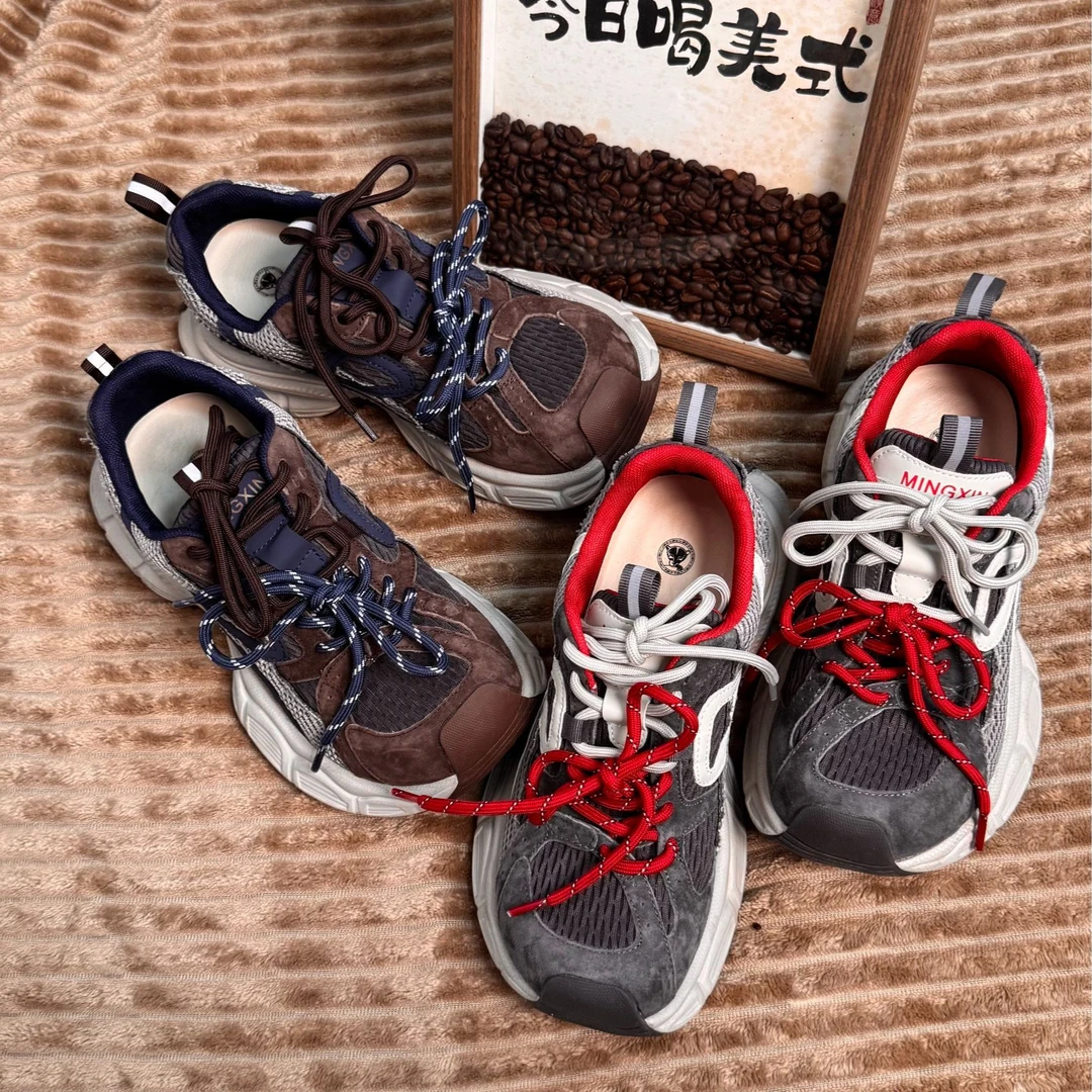 厚底增高复古老爹鞋时尚百搭休闲ins女鞋子真皮百搭潮流运动鞋女