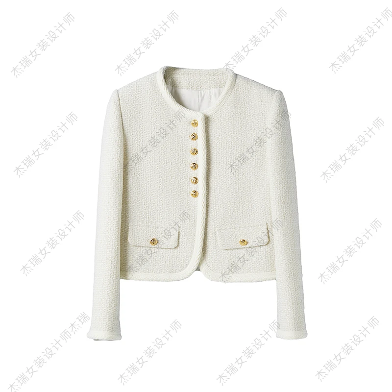 【香榭丽舍】2024年秋季女士小香风复古时尚感百搭休闲圆领外套